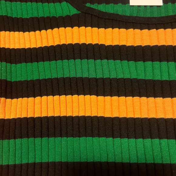 Zara striped black, green and orange ribbed long sleeve top NWT - Picture 6 of 9